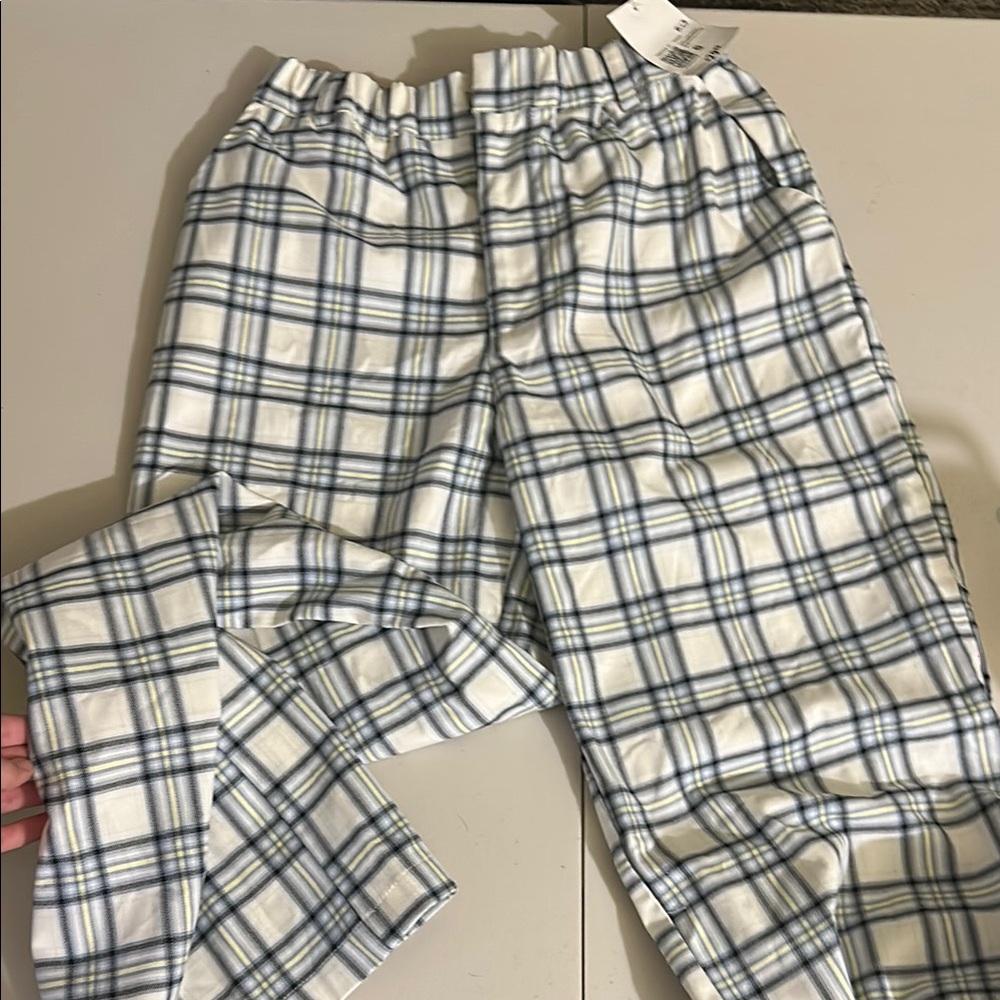 Plaid women’s Pants in Blue and White